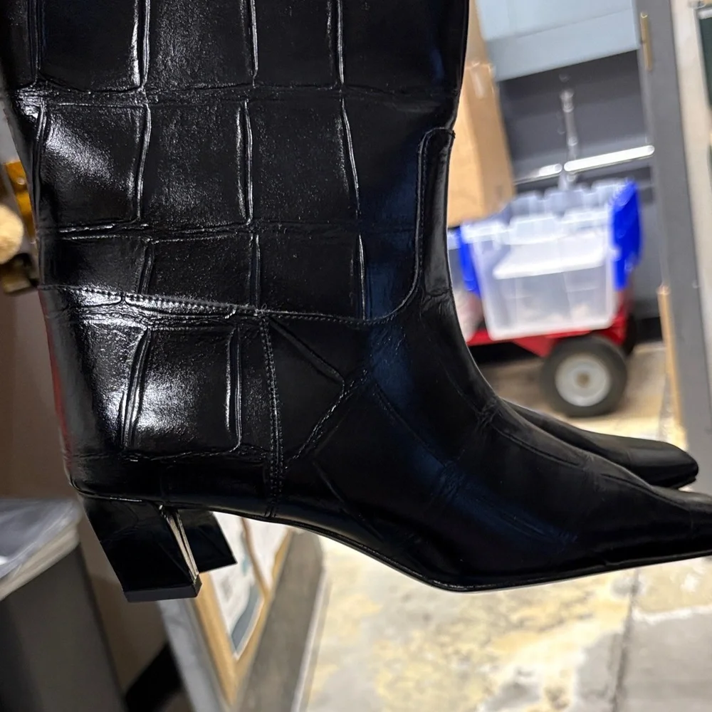 BNWT H&M Croc Black Knee-High Boots - Picture 12 of 12